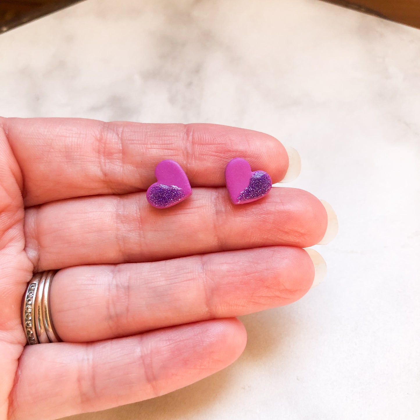 Spring 2025 Collection, Small Sparkle Heart Studs on Surgical Stainless Steel