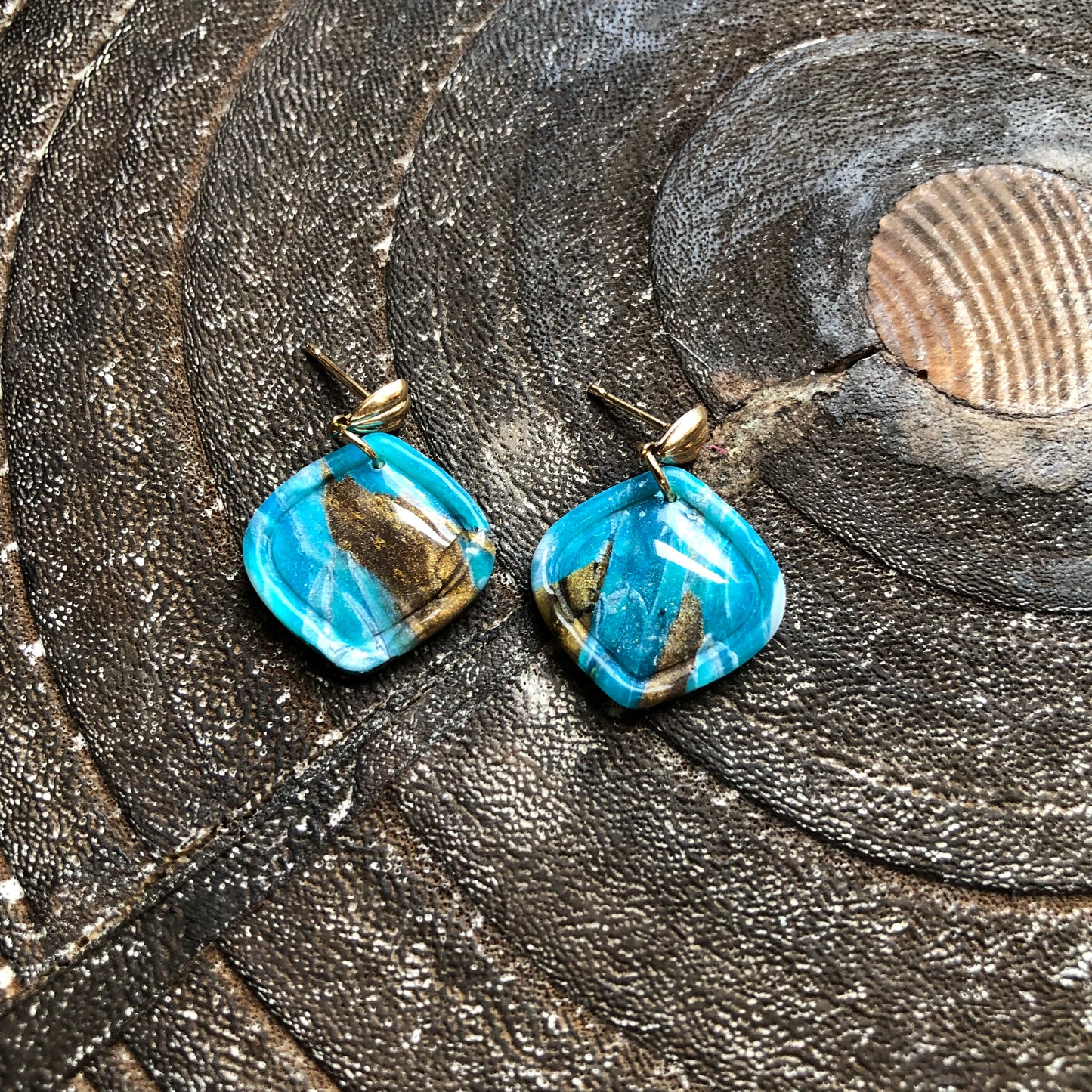 Beach Collection, Polymer Clay Dangles on 14k Gold Filled Posts
