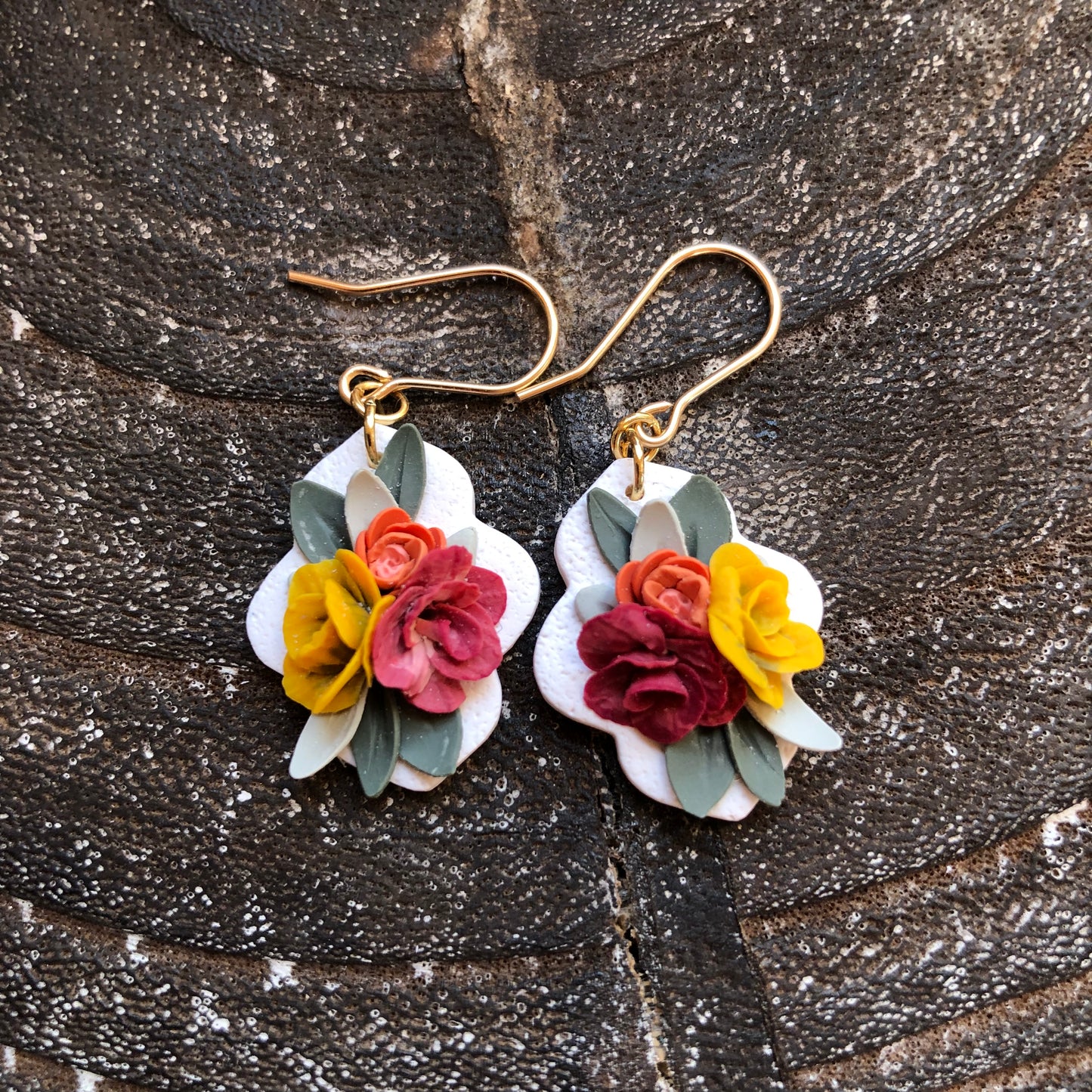 Summer 2025 Polymer Clay Collection, Moroccan Dangle Earrings on 14k Gold Filled Hooks