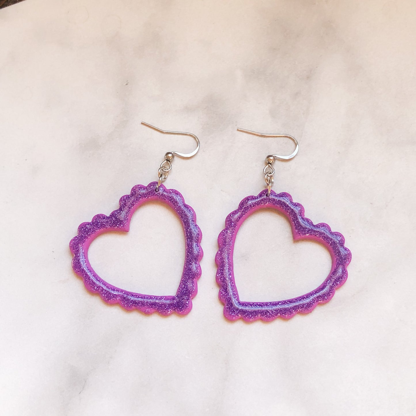 Spring 2025 Collection, Large Heart Sparkle Dangles on Surgical Stainless Steel Hooks