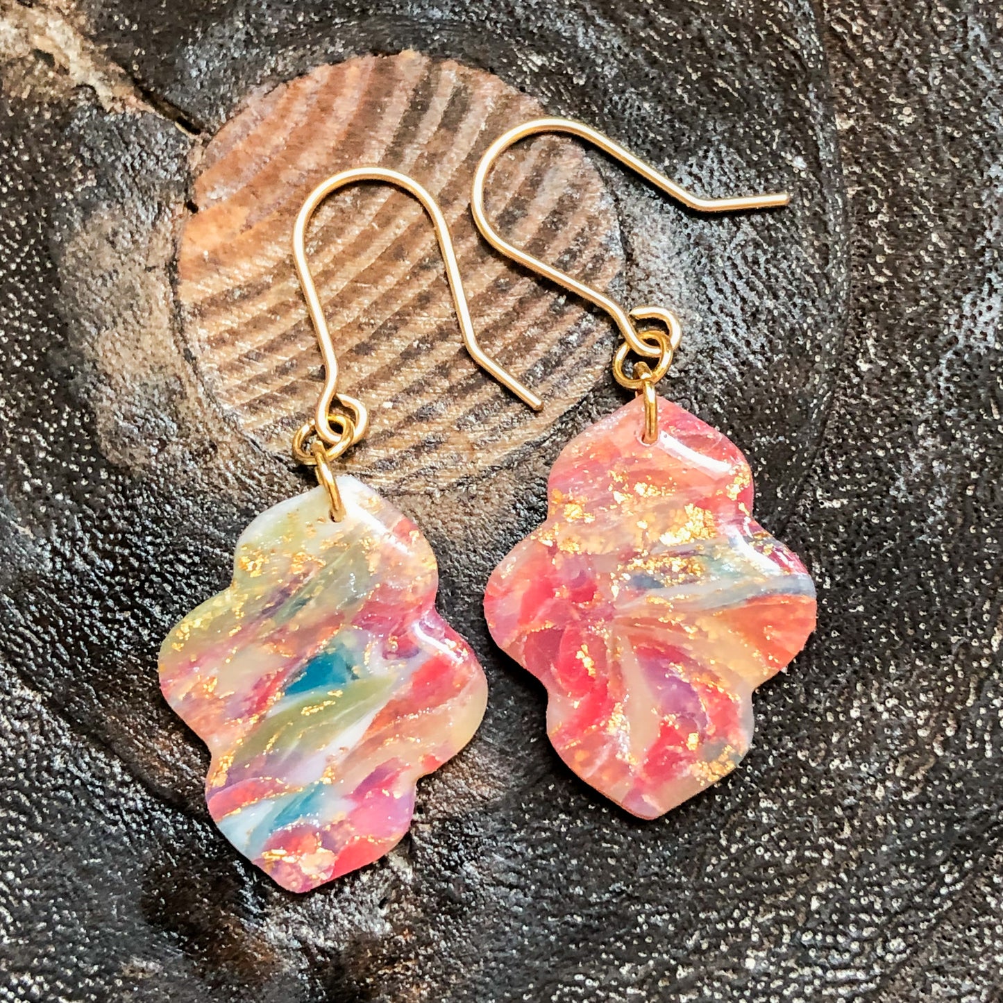 Flecks of Gold Collection, Moroccan Dangles on 14k Gold Filled Hooks