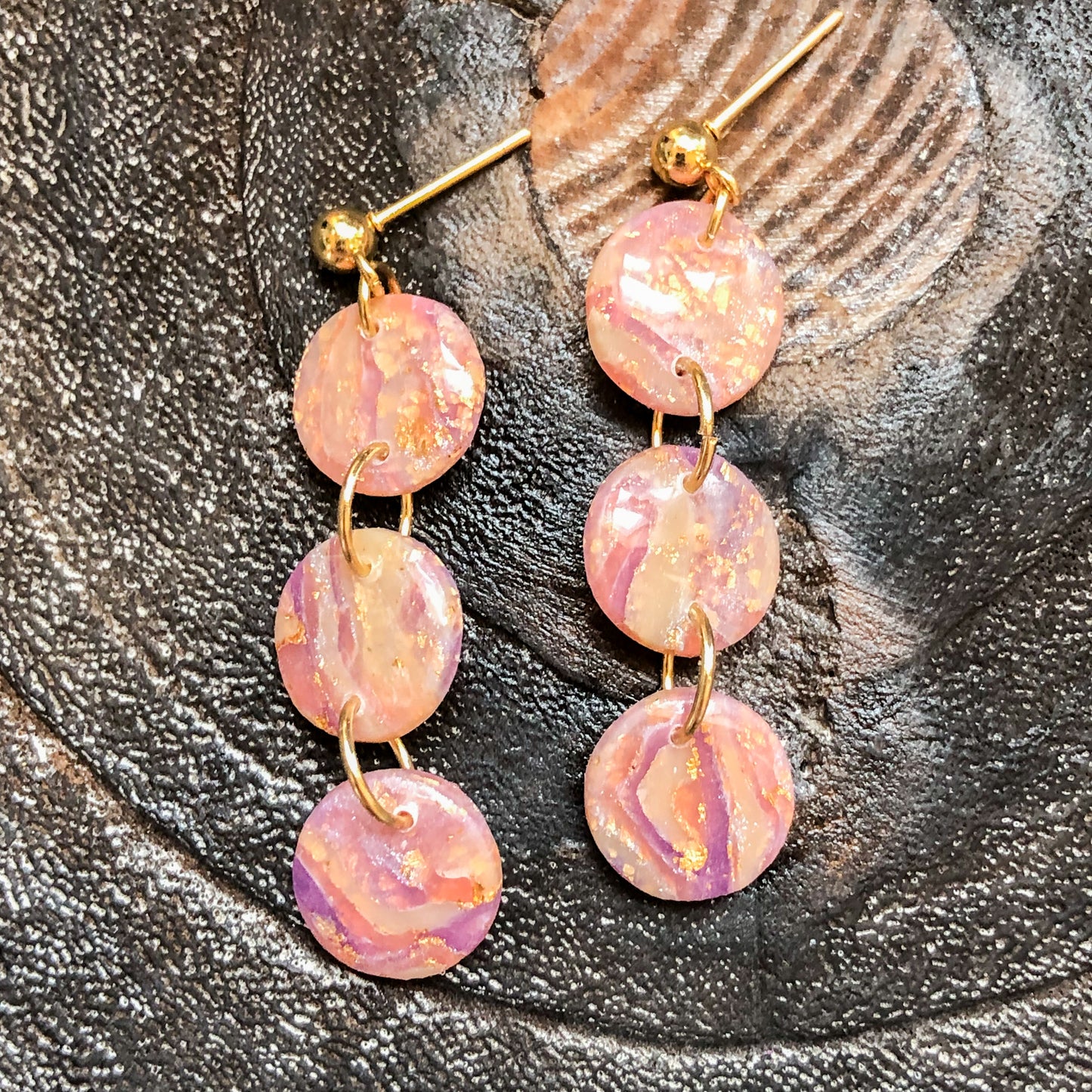 Flecks of Gold Collection, Circle Dangles on Gold Ball Posts