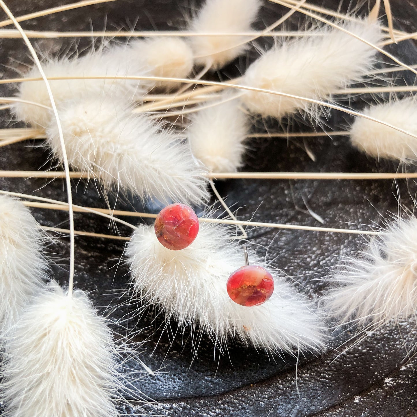 Small Circle Studs in Polymer Clay on Surgical Stainless Steel