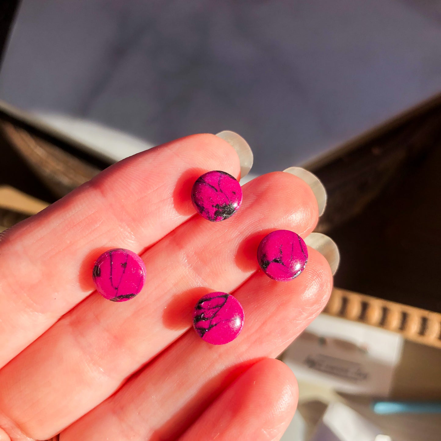 Spring 2025 Collection, Small Marbled Studs on Surgical Stainless Steel
