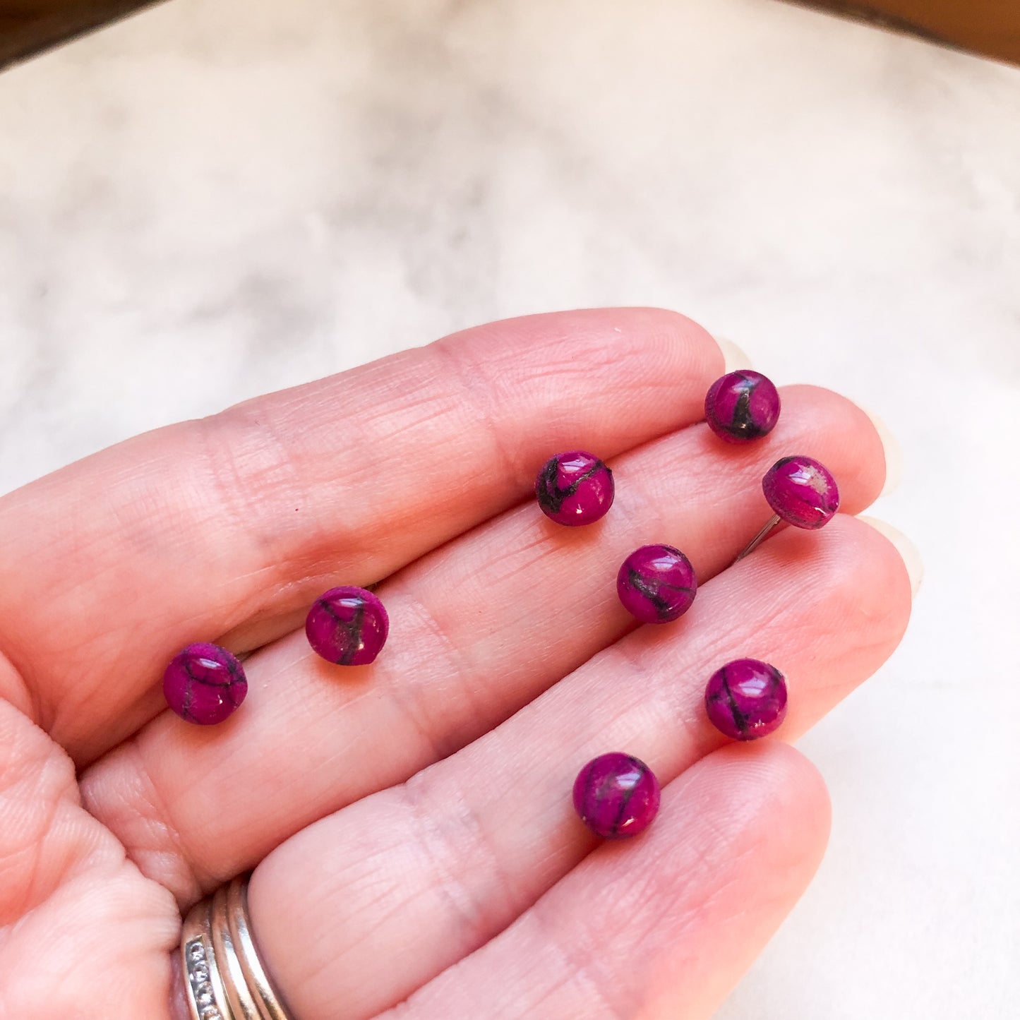 Spring 2025 Collection, Mini Marbled Studs on Surgical Stainless Steel