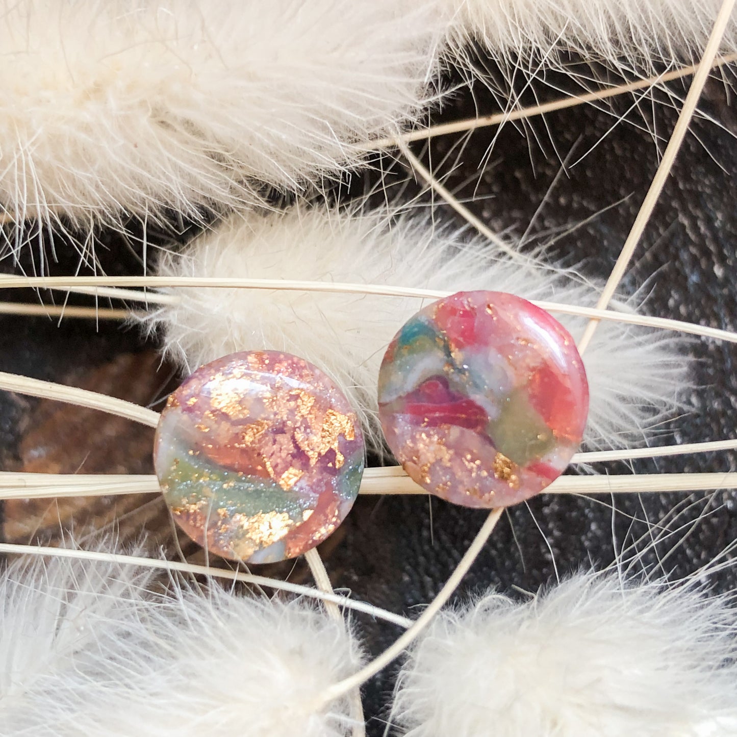 Medium Circle Polymer Clay Studs on Surgical Stainless Steel