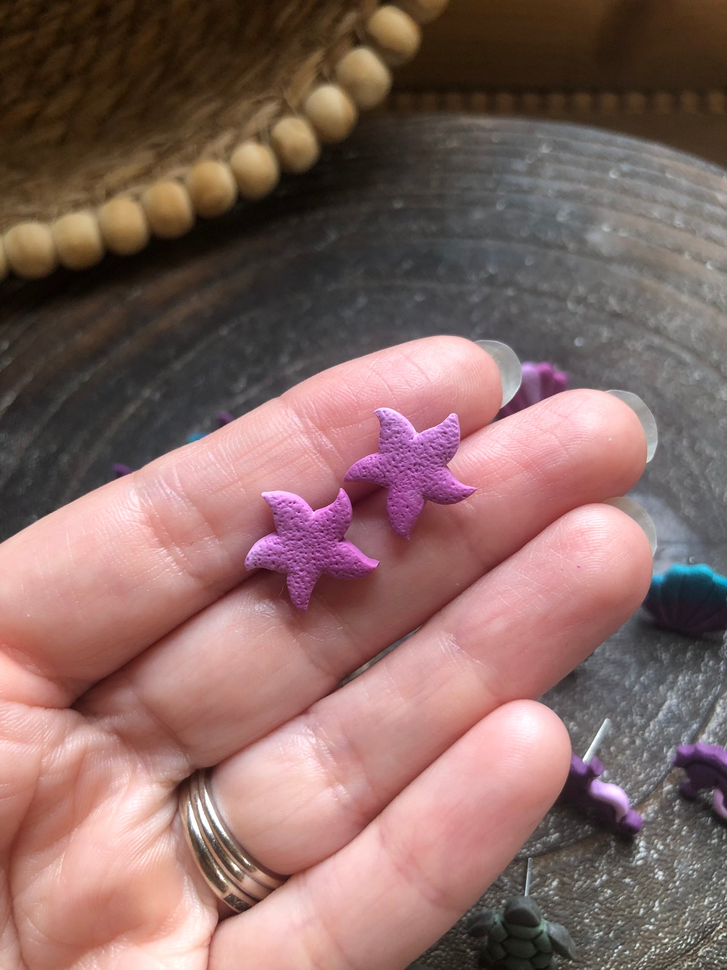 Ocean Collection, Polymer Clay Studs on Surgical Stainless Steel