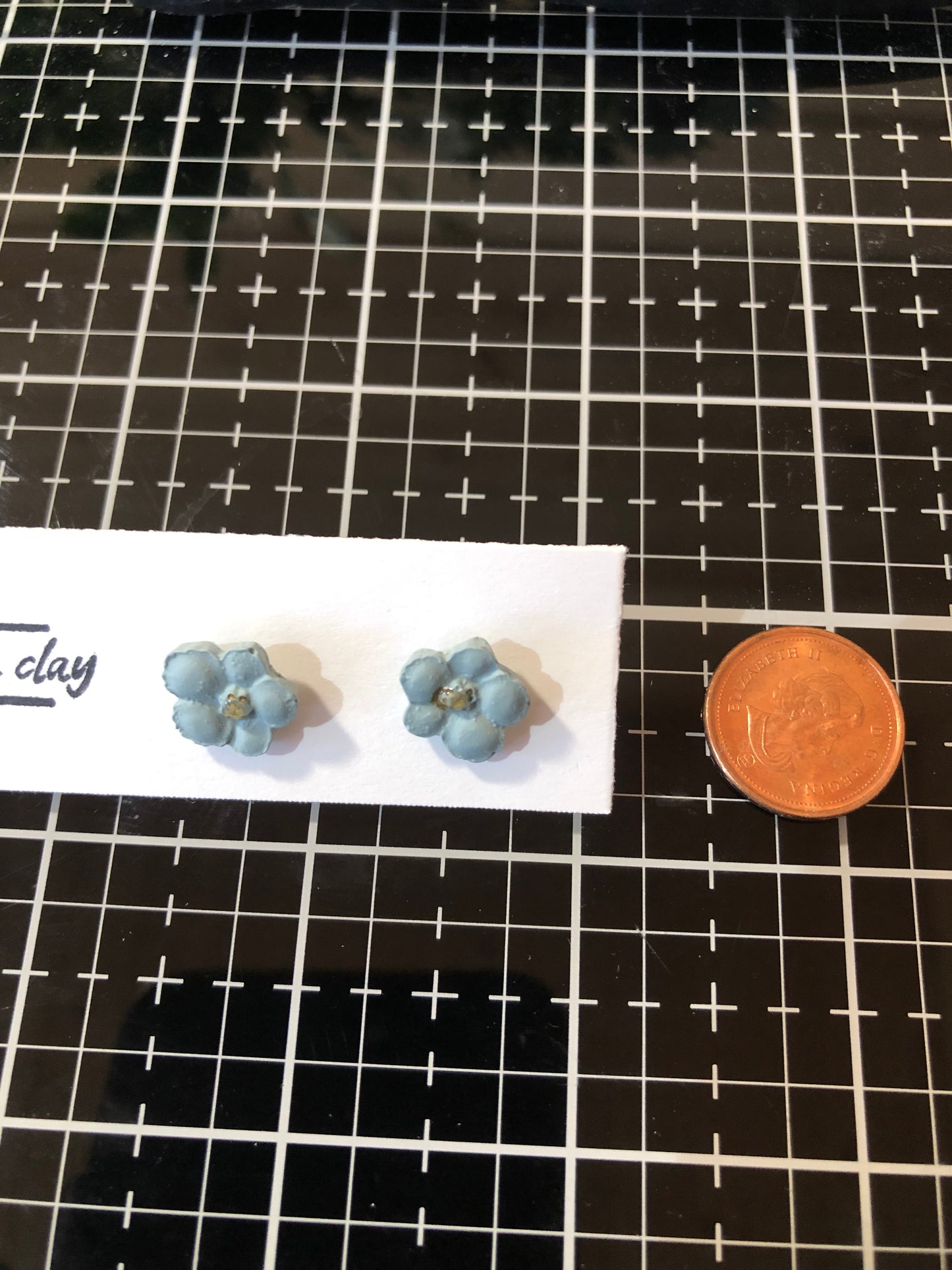 Blue Small Flower Studs, Polymer Clay