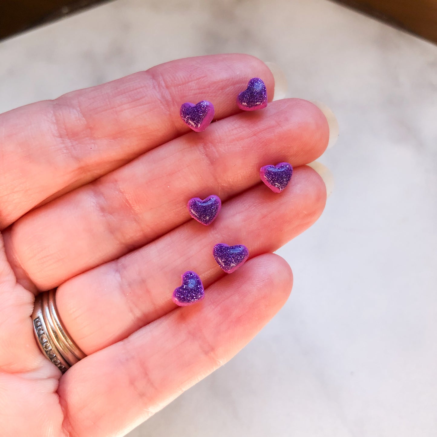 Spring 2025 Collection, Mini Sparkle Heart Studs on Surgical Stainless Steel