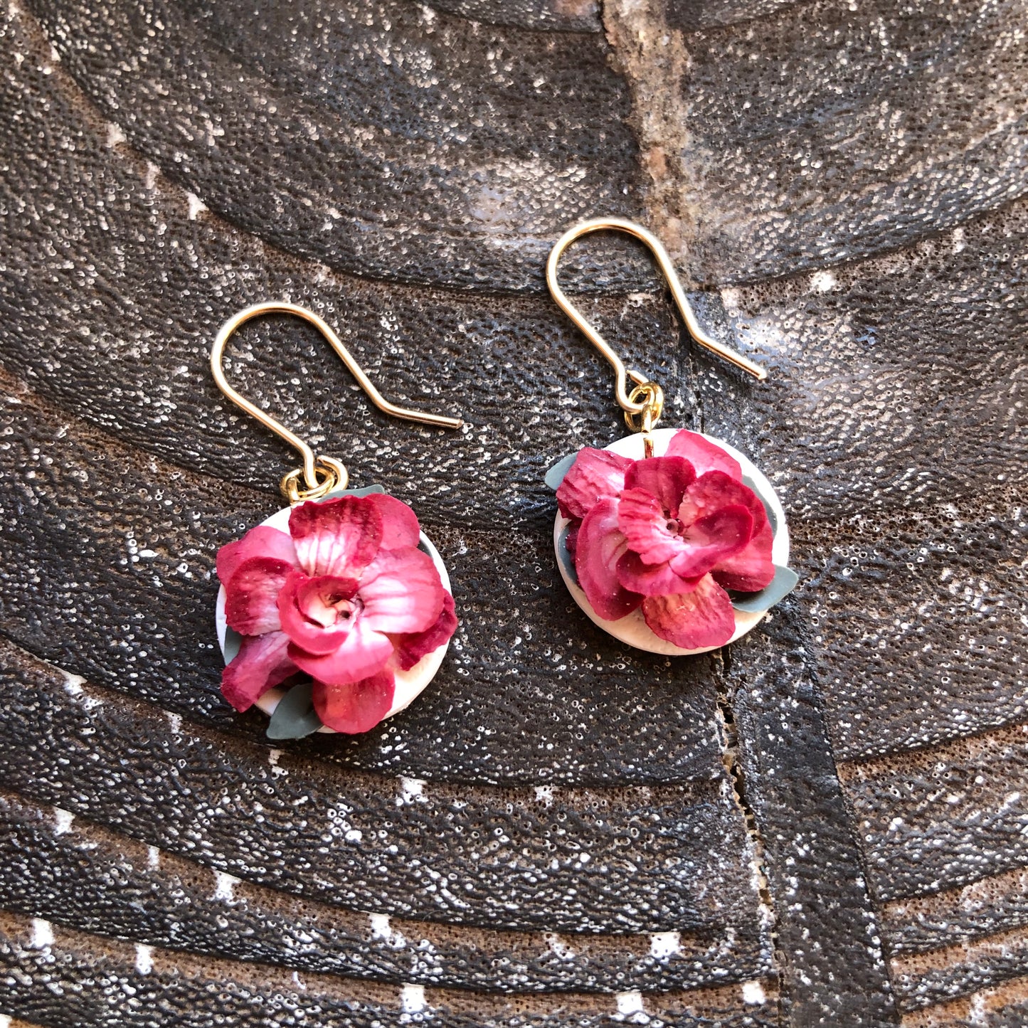 Summer 2025 Polymer Clay Collection, Circle Dangles on 14k Gold Filled Hooks