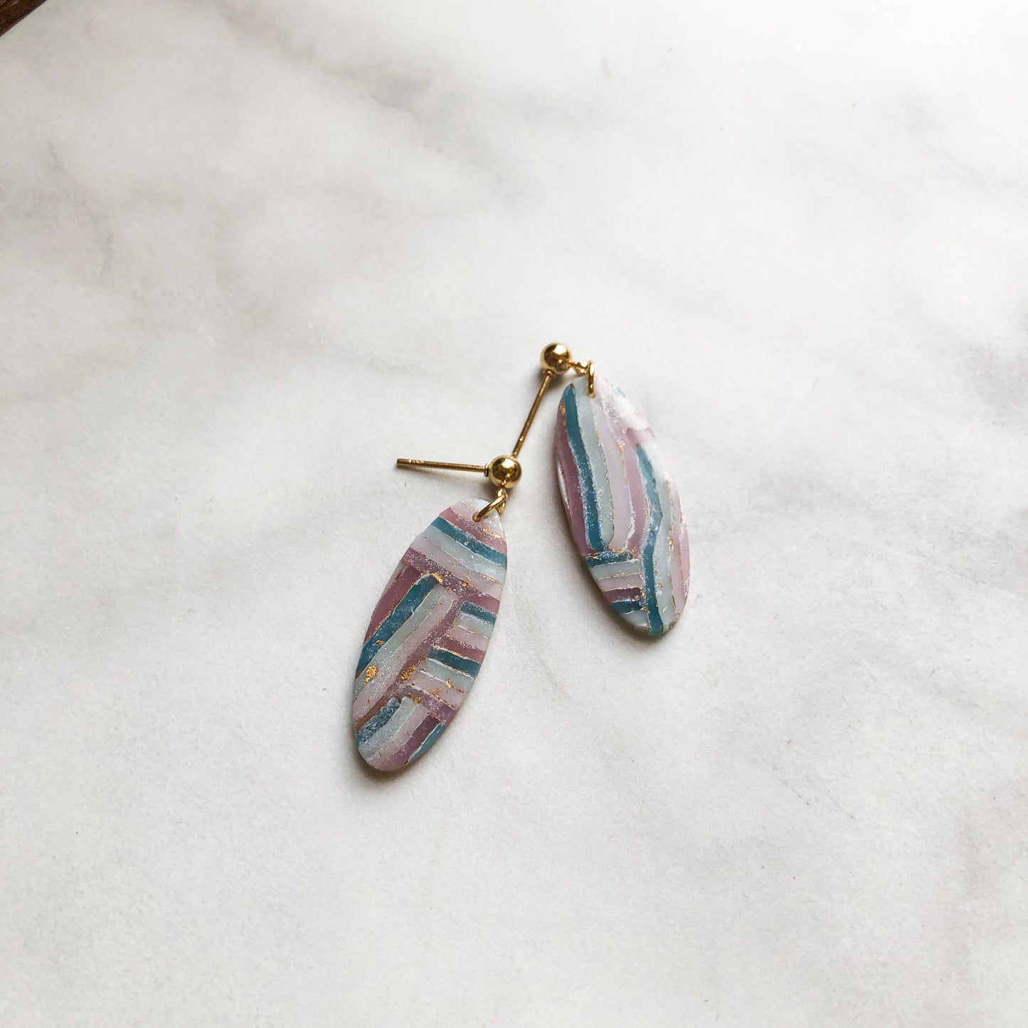 Any Season Collection, Small Polymer Clay Ovals on Gold Ball Posts