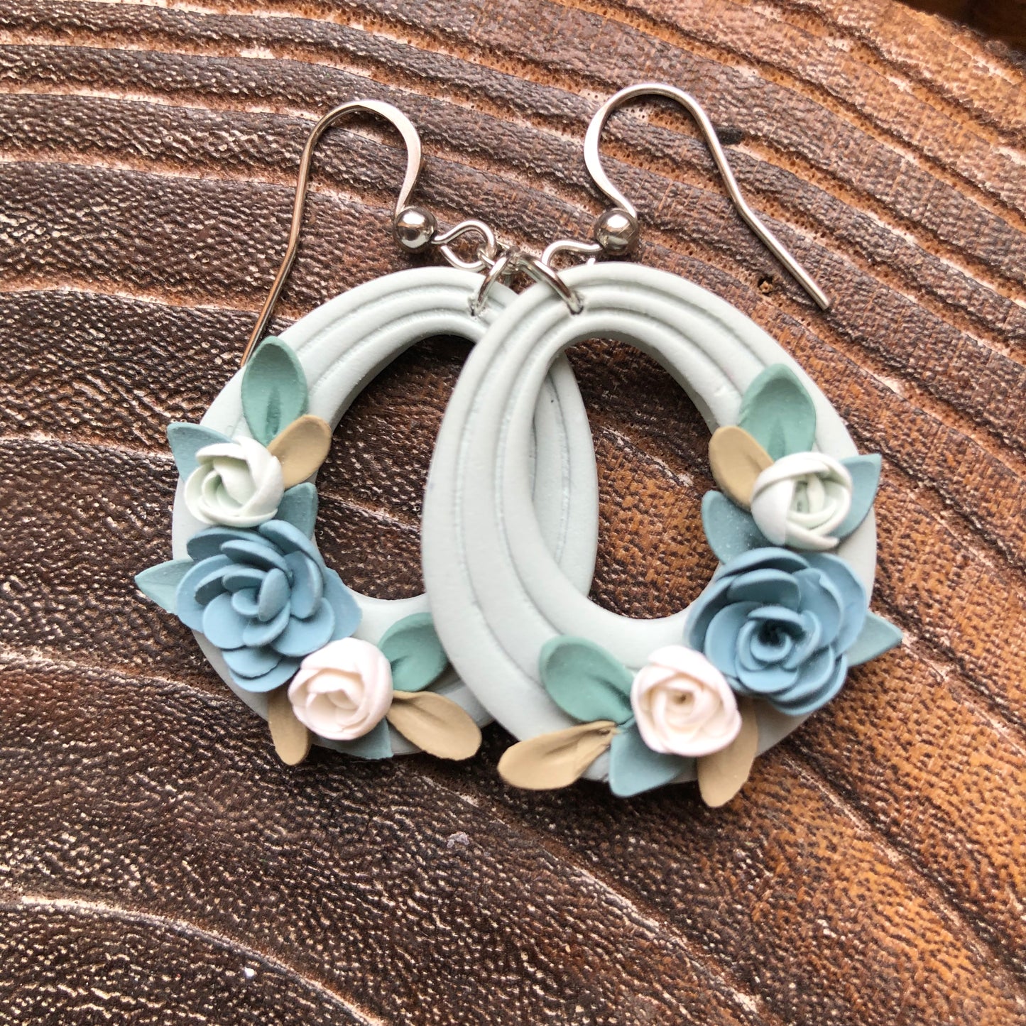 Snowy Christmas Floral Collection, Polymer Clay Earrings