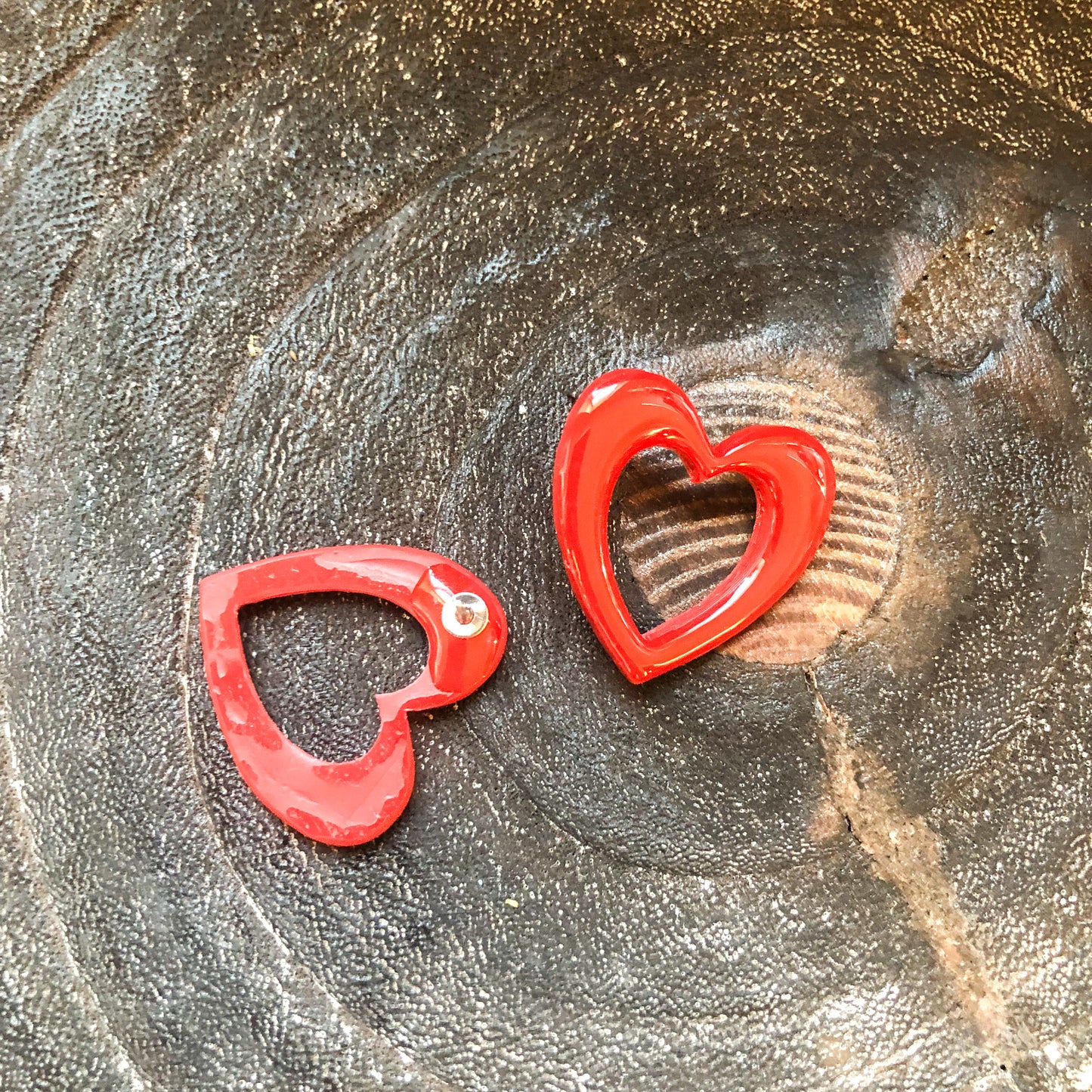 Red Heart Statement Studs in Polymer Clay, Surgical Stainless Steel Posts, Canadian Made