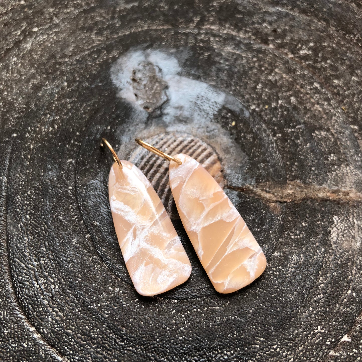 Peach Vibes, Polymer Clay Long Dangles with 14k Gold Filled Hooks, Canadian Made