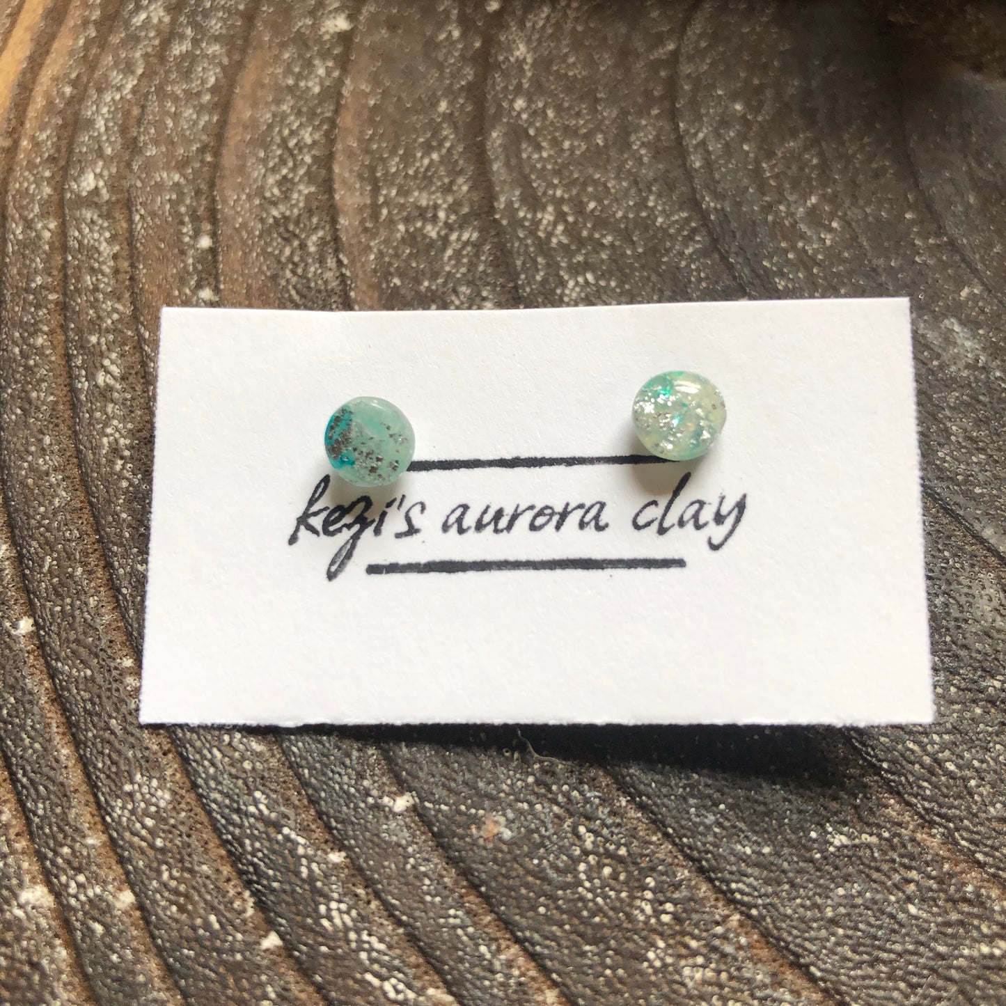 Mini Icy Studs in Blue and Green Polymer Clay, on Surgical Stainless Steel, 10 Variations