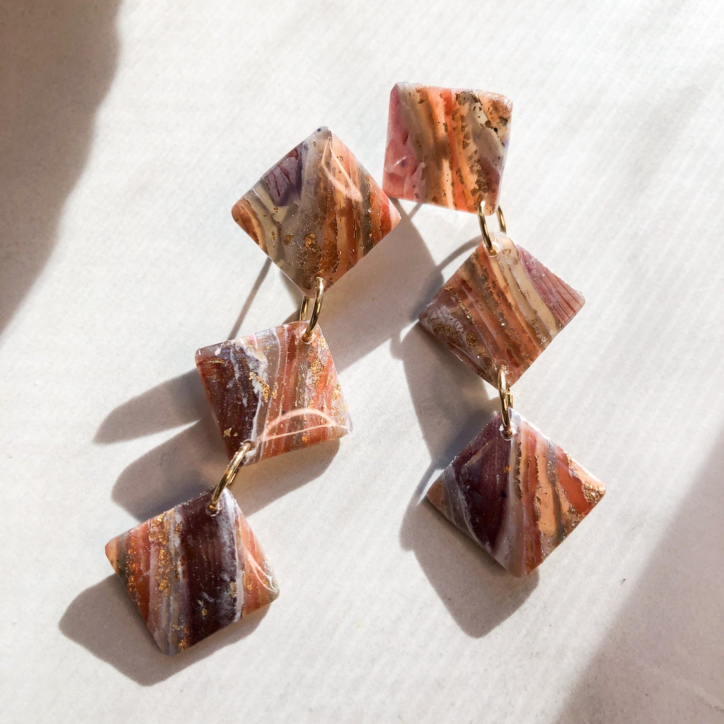 Earth Collection, Diamond Polymer Clay Dangles on Surgical Stainless Steel