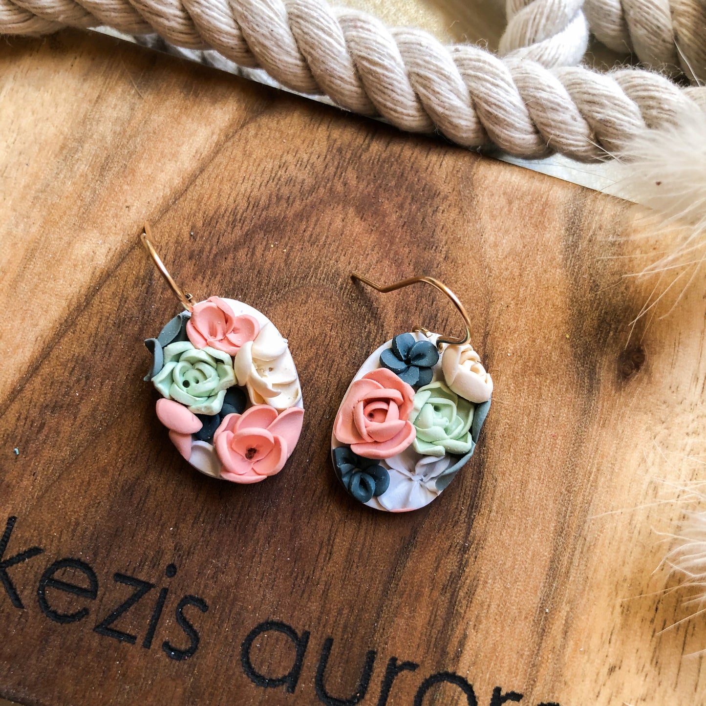 Spring Floral Polymer Clay Dangle Earrings on Sterling Silver or 14k Gold Filled Hooks, Canadian Made