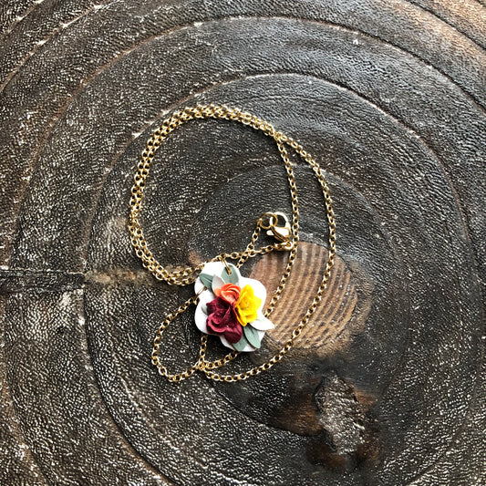 Summer 2025 Polymer Clay Collection, Moroccan Floral Necklace on 14k Gold Filled Chain
