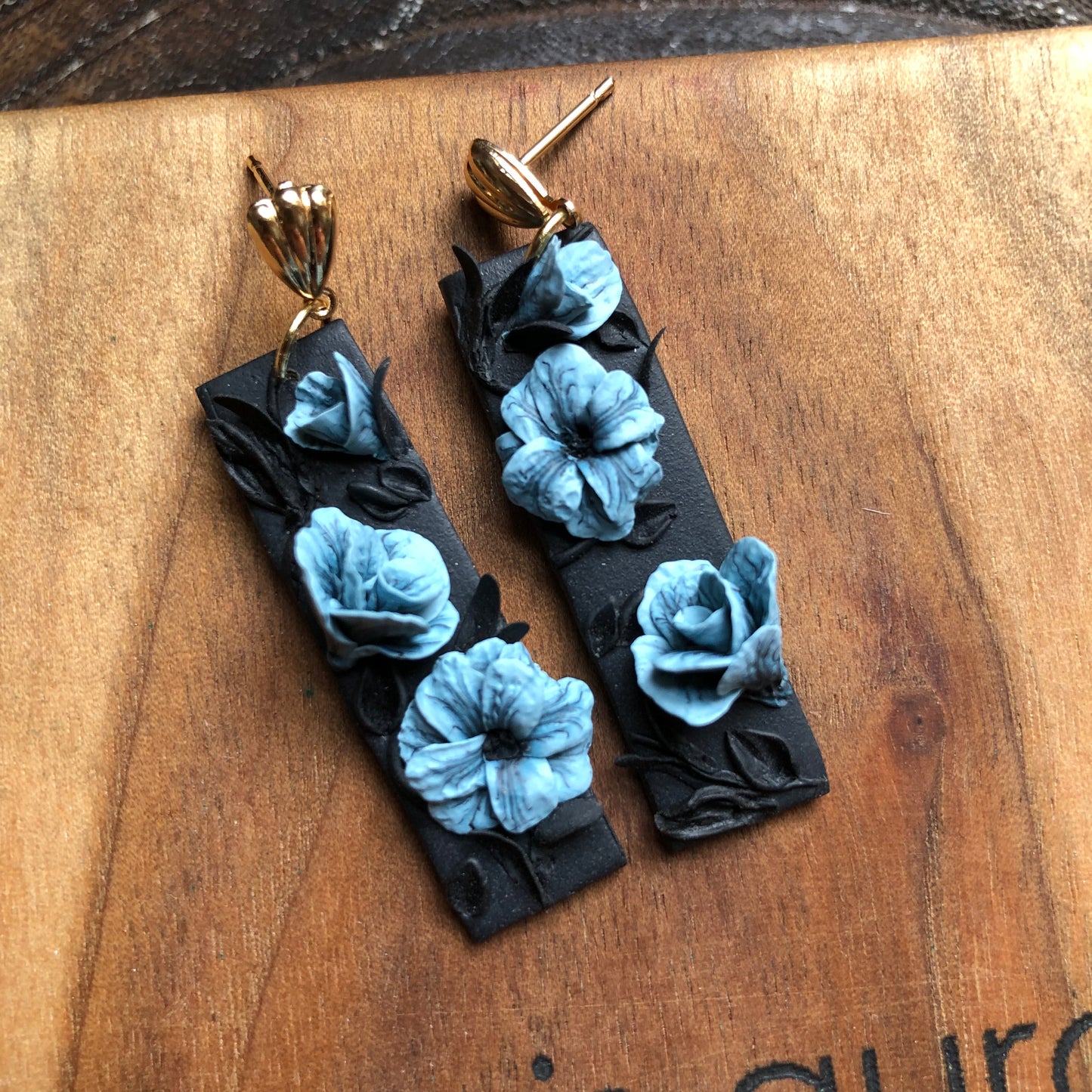Bluey Dangles, Polymer Clay on 14k Gold Filled Shell Posts or Hooks