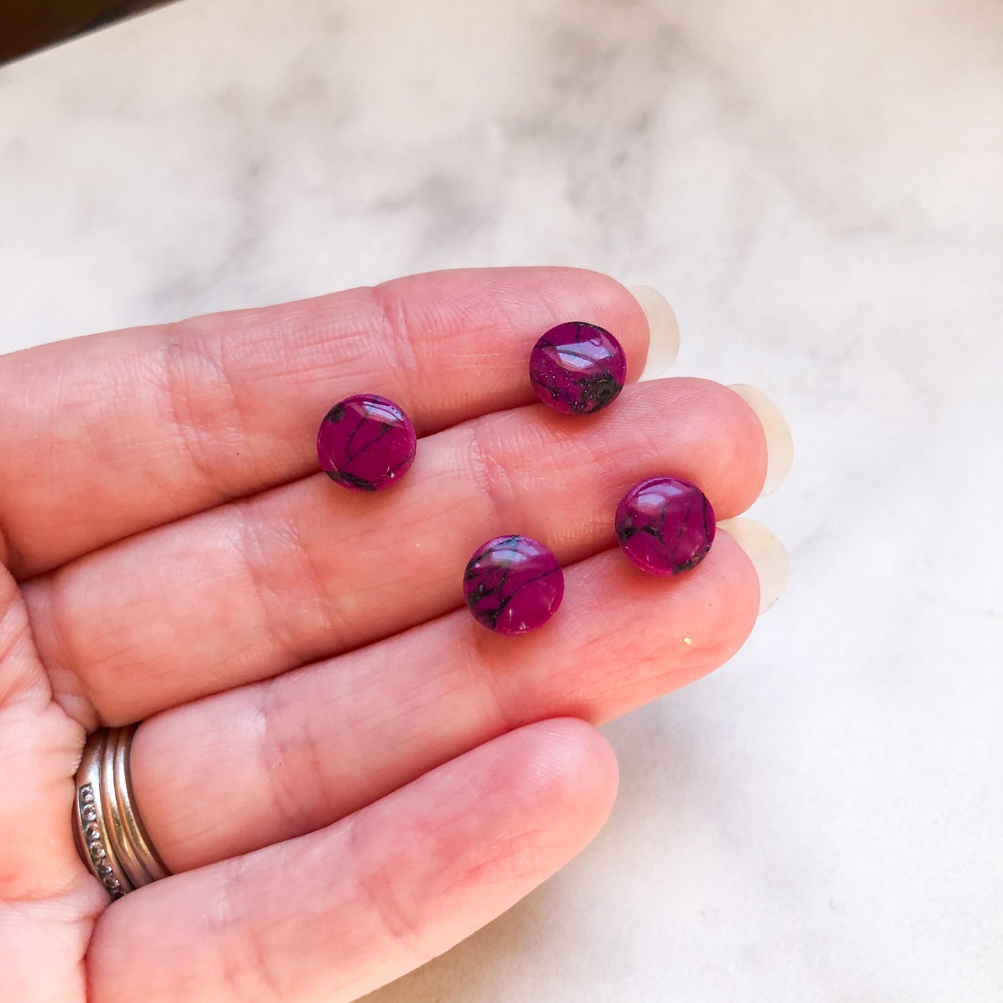 Spring 2025 Collection, Small Marbled Studs on Surgical Stainless Steel