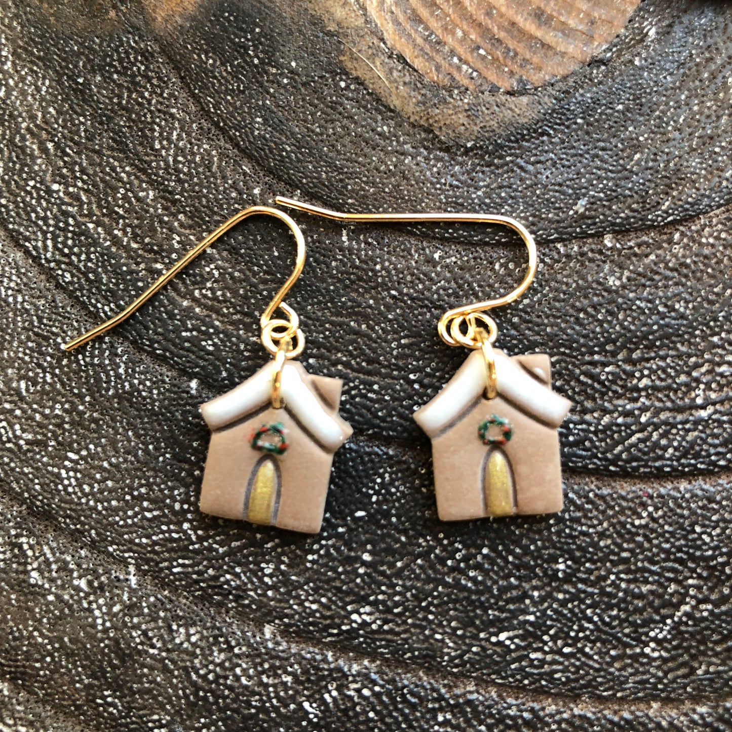 Reindeer and Gingerbread House Polymer Clay Dangles