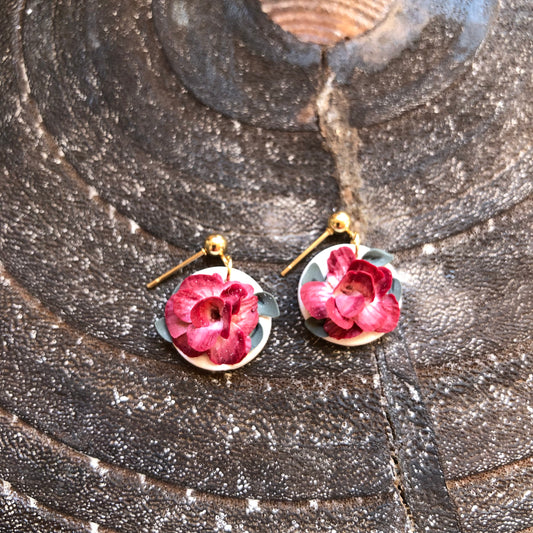 Summer 2025 Polymer Clay Collection, Small Circle Dangle Earrings, on Gold Plated Ball Posts