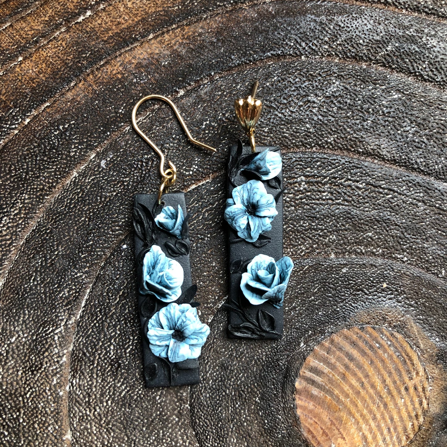 Bluey Dangles, Polymer Clay on 14k Gold Filled Shell Posts or Hooks