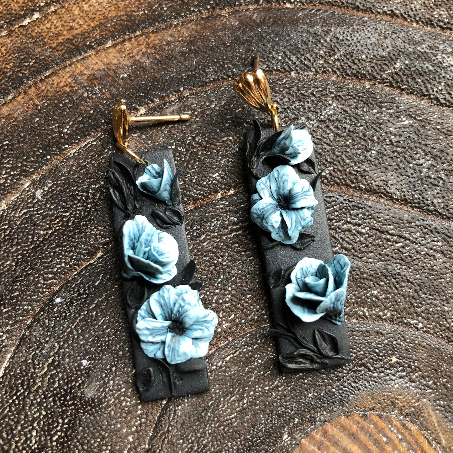 Bluey Dangles, Polymer Clay on 14k Gold Filled Shell Posts or Hooks