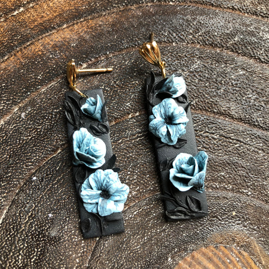 Bluey Dangles, Polymer Clay on 14k Gold Filled Shell Posts or Hooks