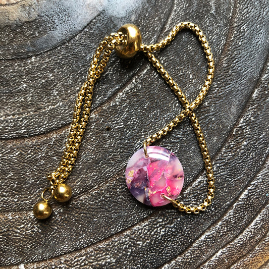 Pinks and Gold, Polymer Clay Bracelet