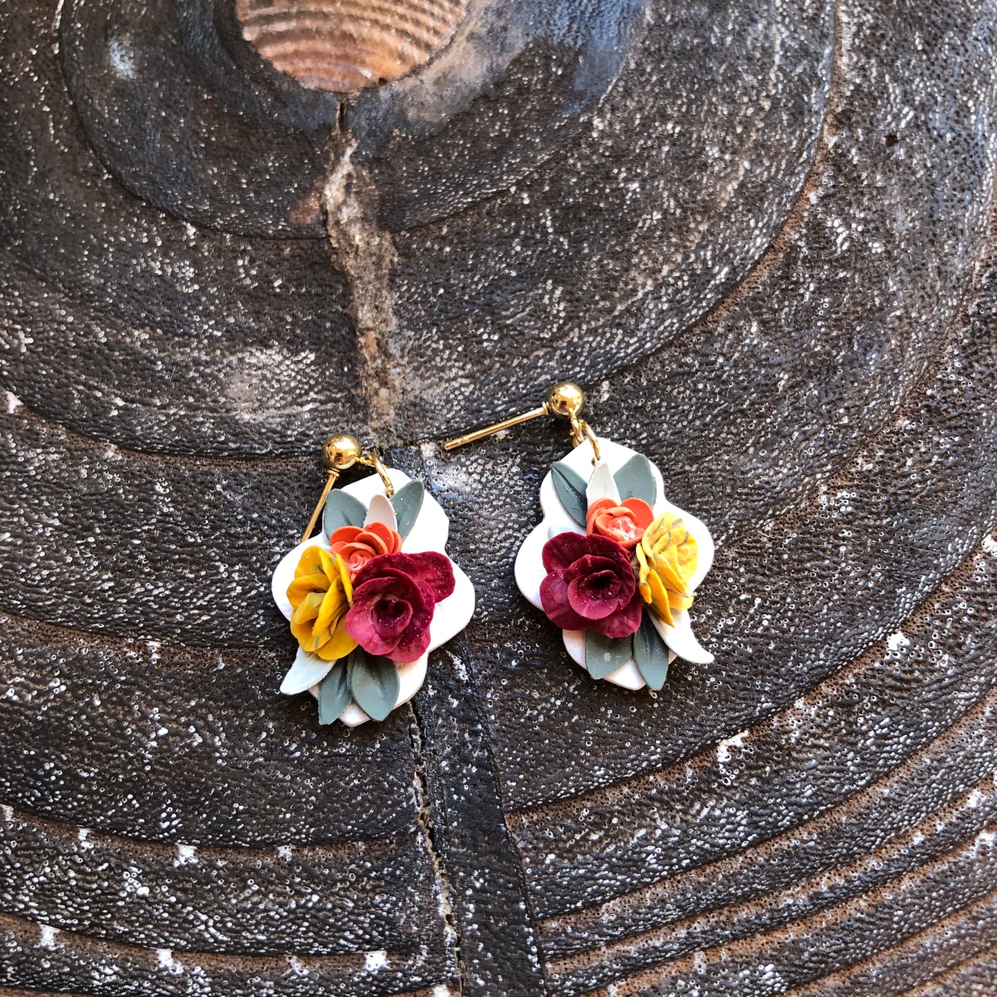 Summer 2025 Polymer Clay Collection, Moroccan Earrings on Gold Ball Posts