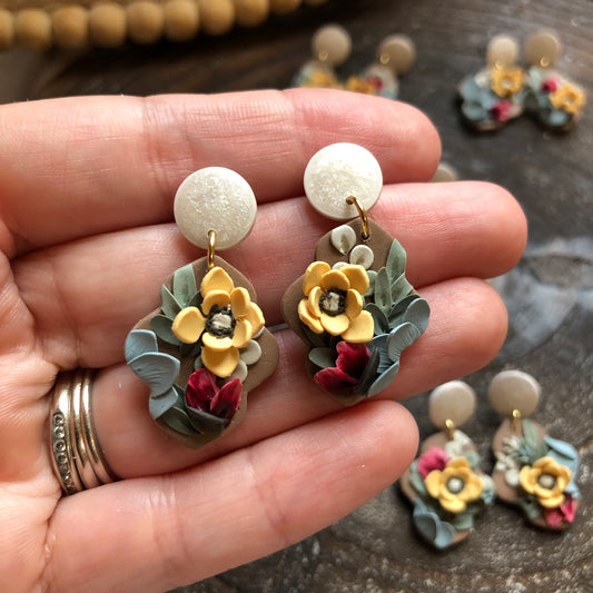 Late Bloom Moroccan Floral Dangles, on Surgical Stainless Steel