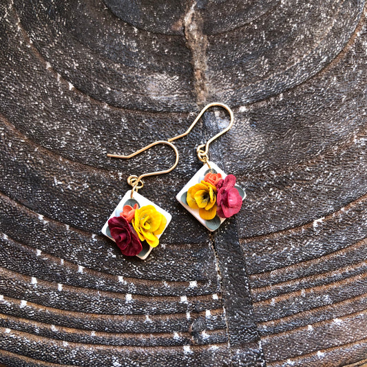Summer 2025 Polymer Clay Collection, Diamond Dangle Earrings on 14k Gold Filled Hooks