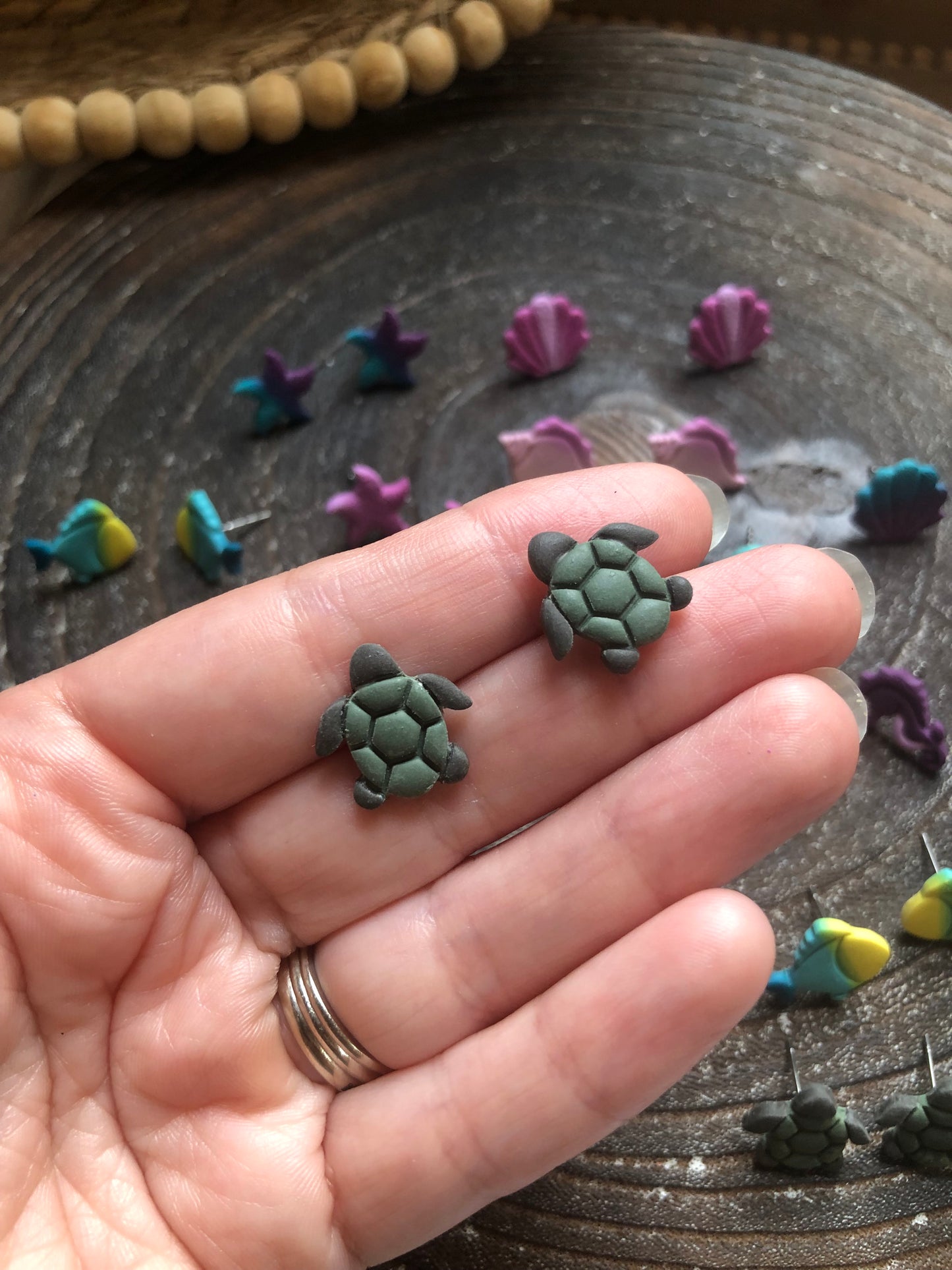 Ocean Collection, Polymer Clay Studs on Surgical Stainless Steel