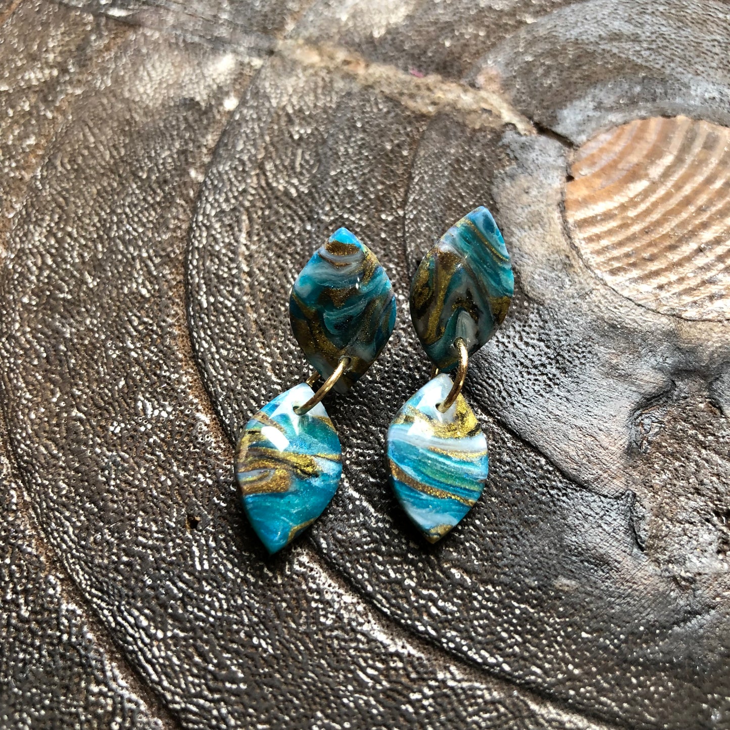 Beach Collection, Polymer Clay Dangle Studs on Surgical Stainless Steel