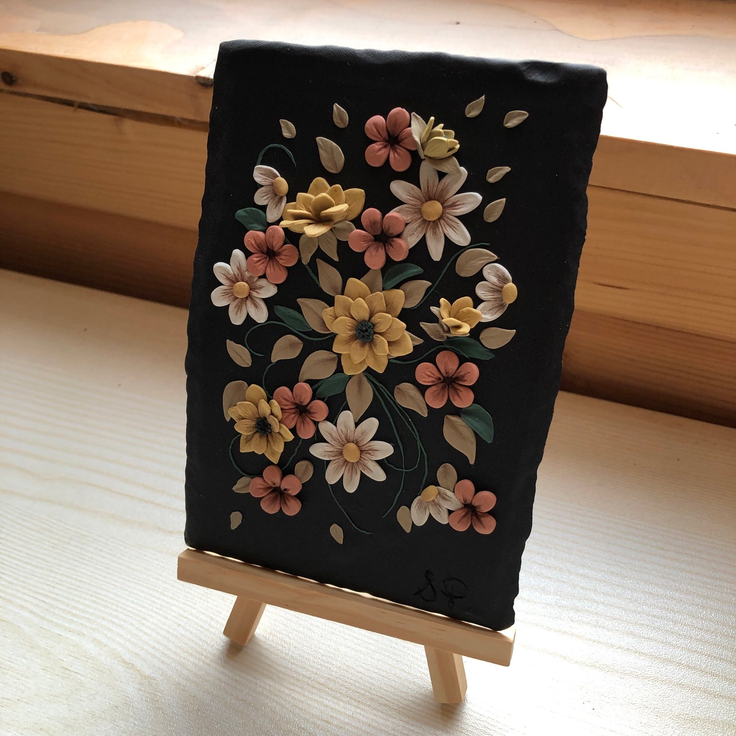 Home Decor, Polymer Clay Art Piece and Easel