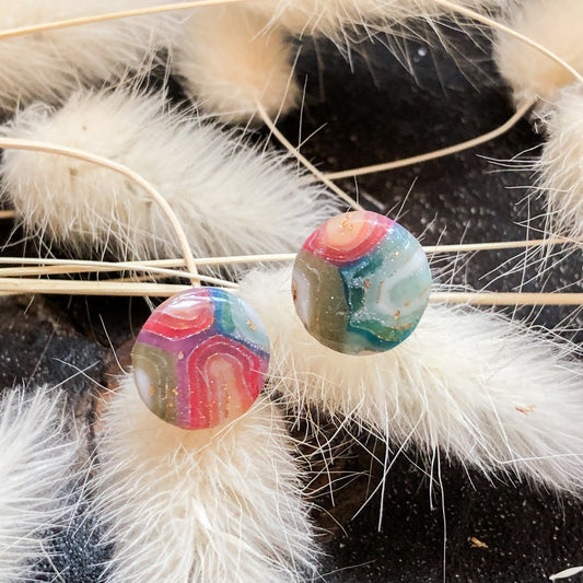 Medium Circle Polymer Clay Studs on Surgical Stainless Steel