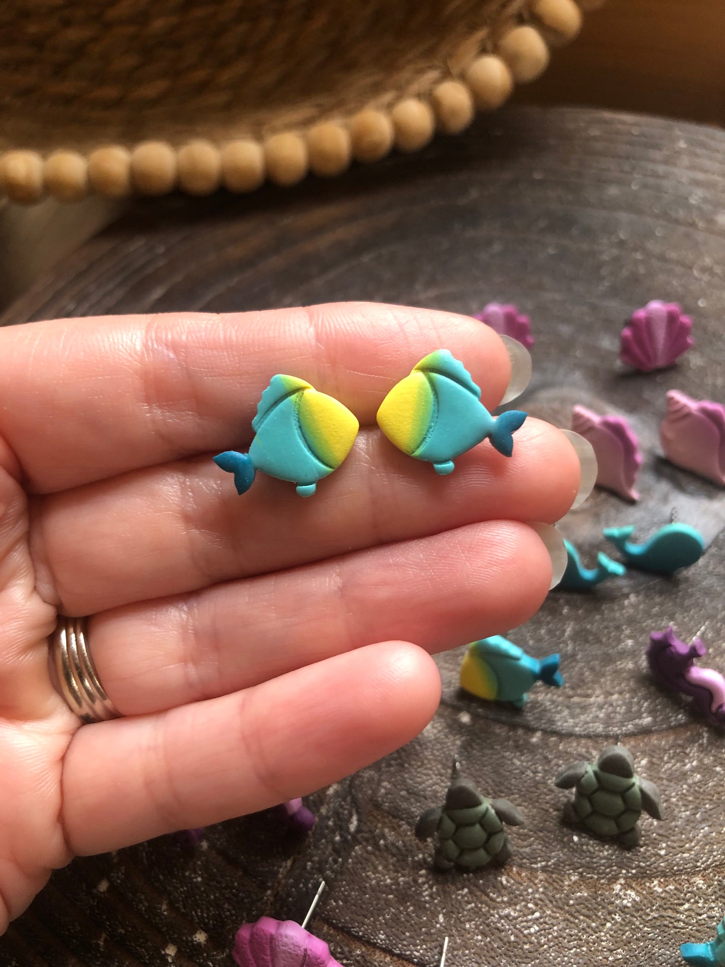 Ocean Collection, Polymer Clay Studs on Surgical Stainless Steel