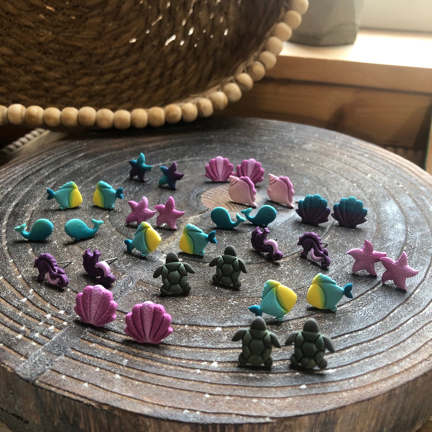 Ocean Collection, Polymer Clay Studs on Surgical Stainless Steel