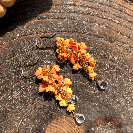 Cascading Floral Polymer Clay Dangles on 14k Hooks