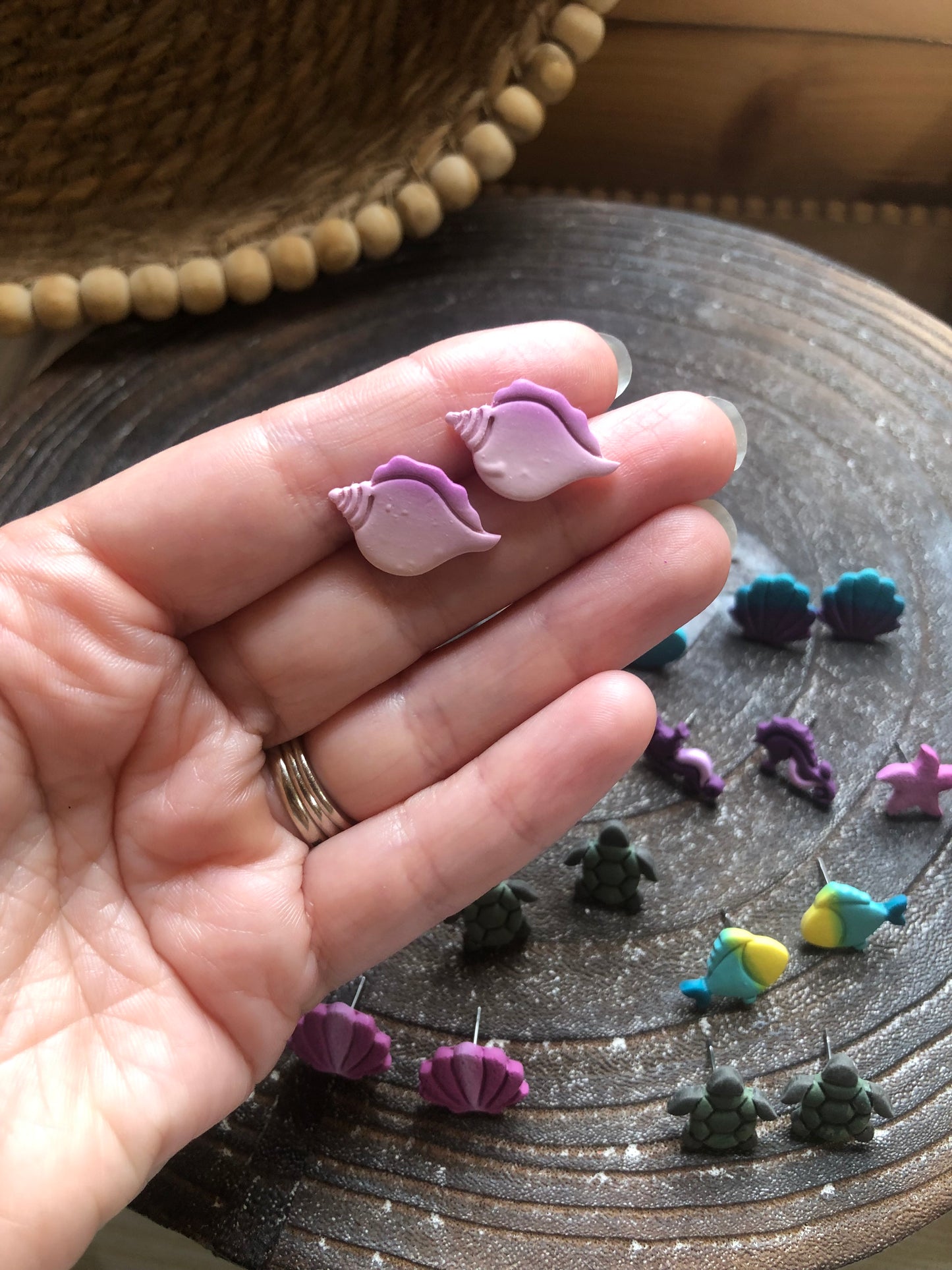 Ocean Collection, Polymer Clay Studs on Surgical Stainless Steel