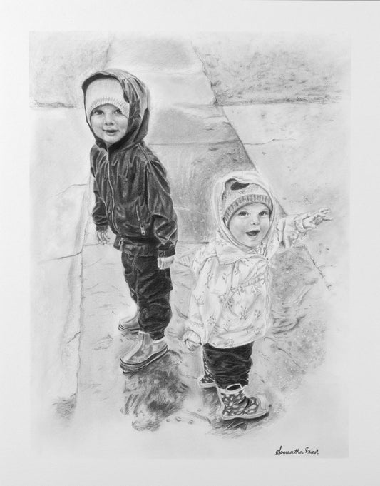Dancing in the Rain, 11x14 Charcoal and Graphite Sketch