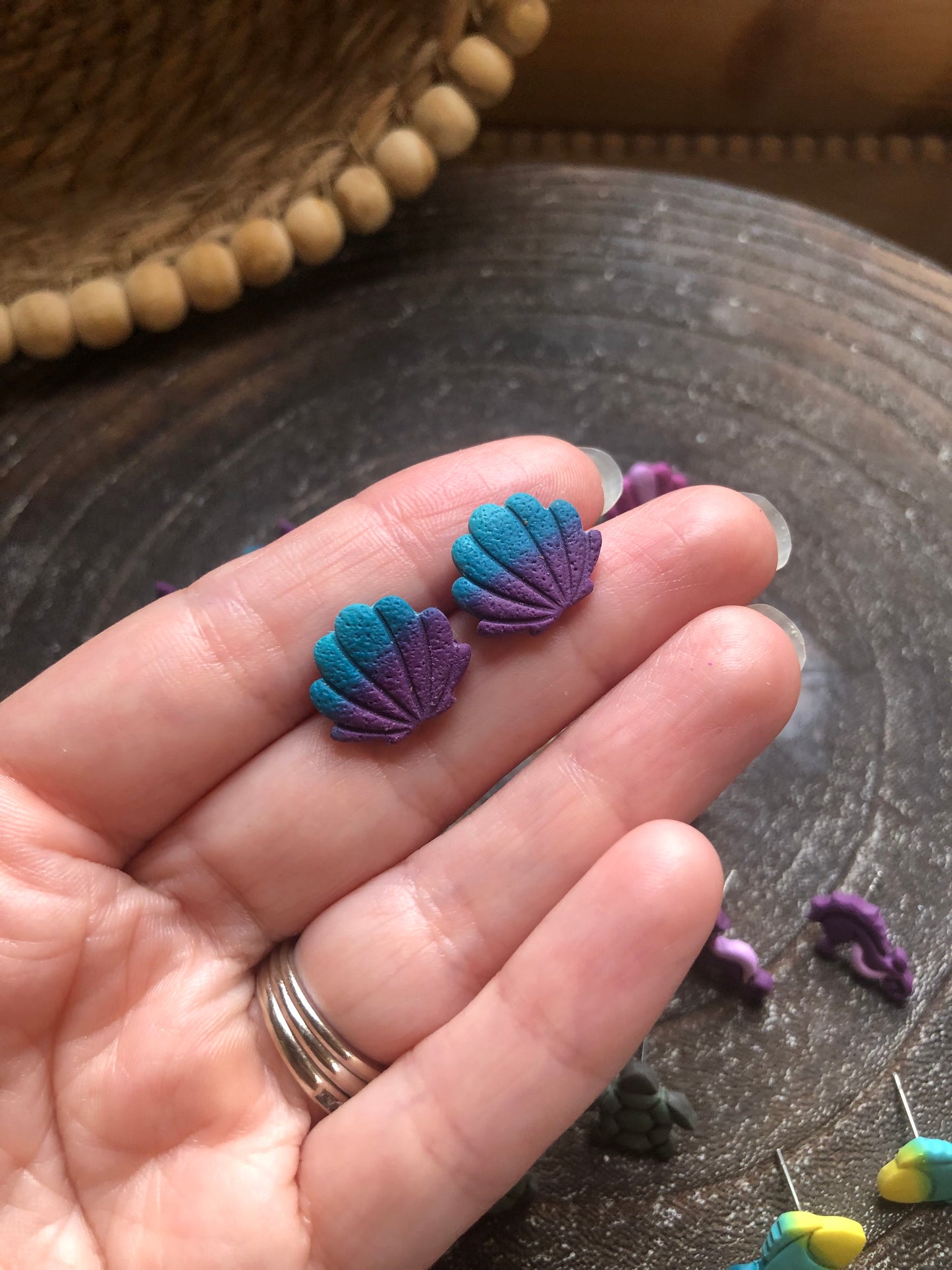 Ocean Collection, Polymer Clay Studs on Surgical Stainless Steel