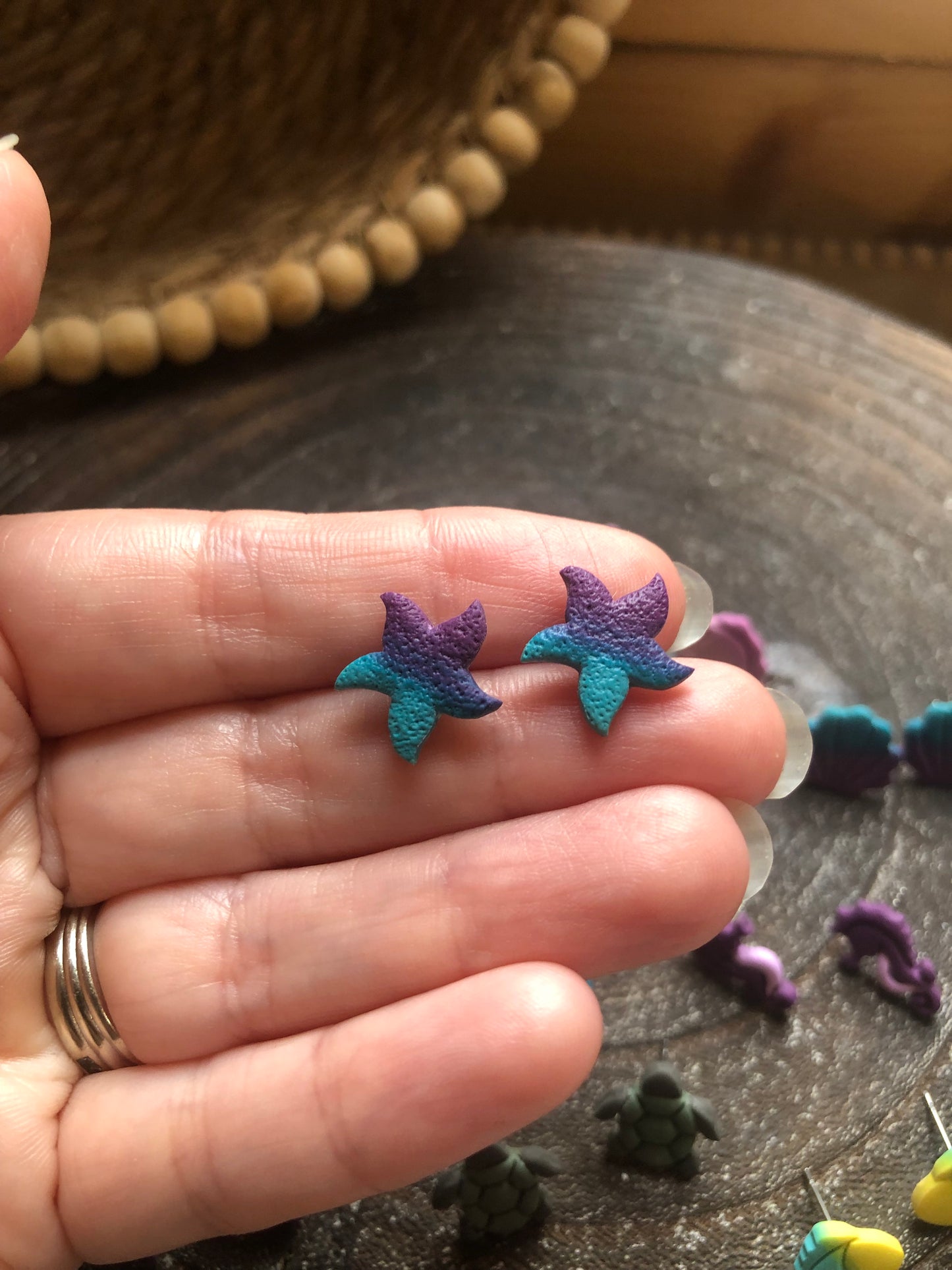 Ocean Collection, Polymer Clay Studs on Surgical Stainless Steel