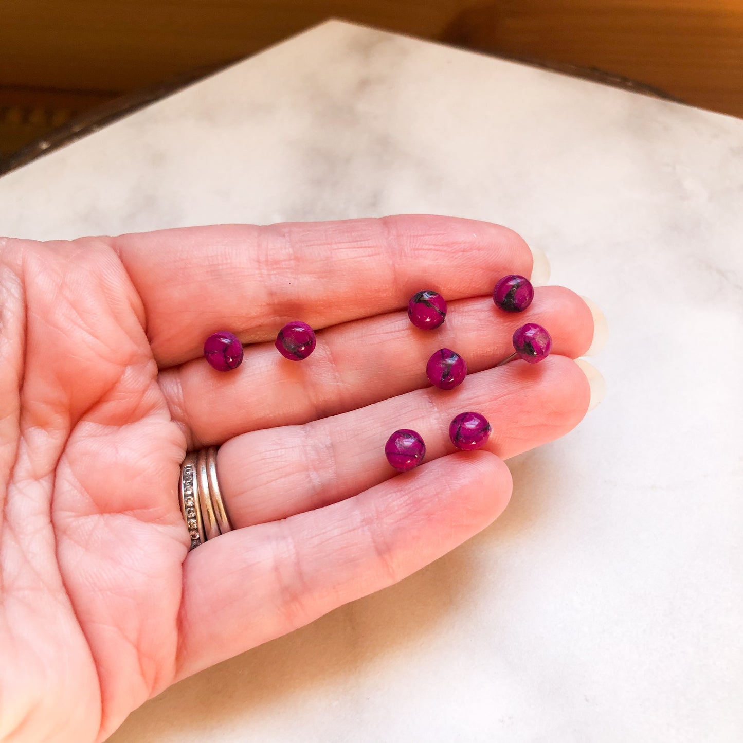 Spring 2025 Collection, Mini Marbled Studs on Surgical Stainless Steel