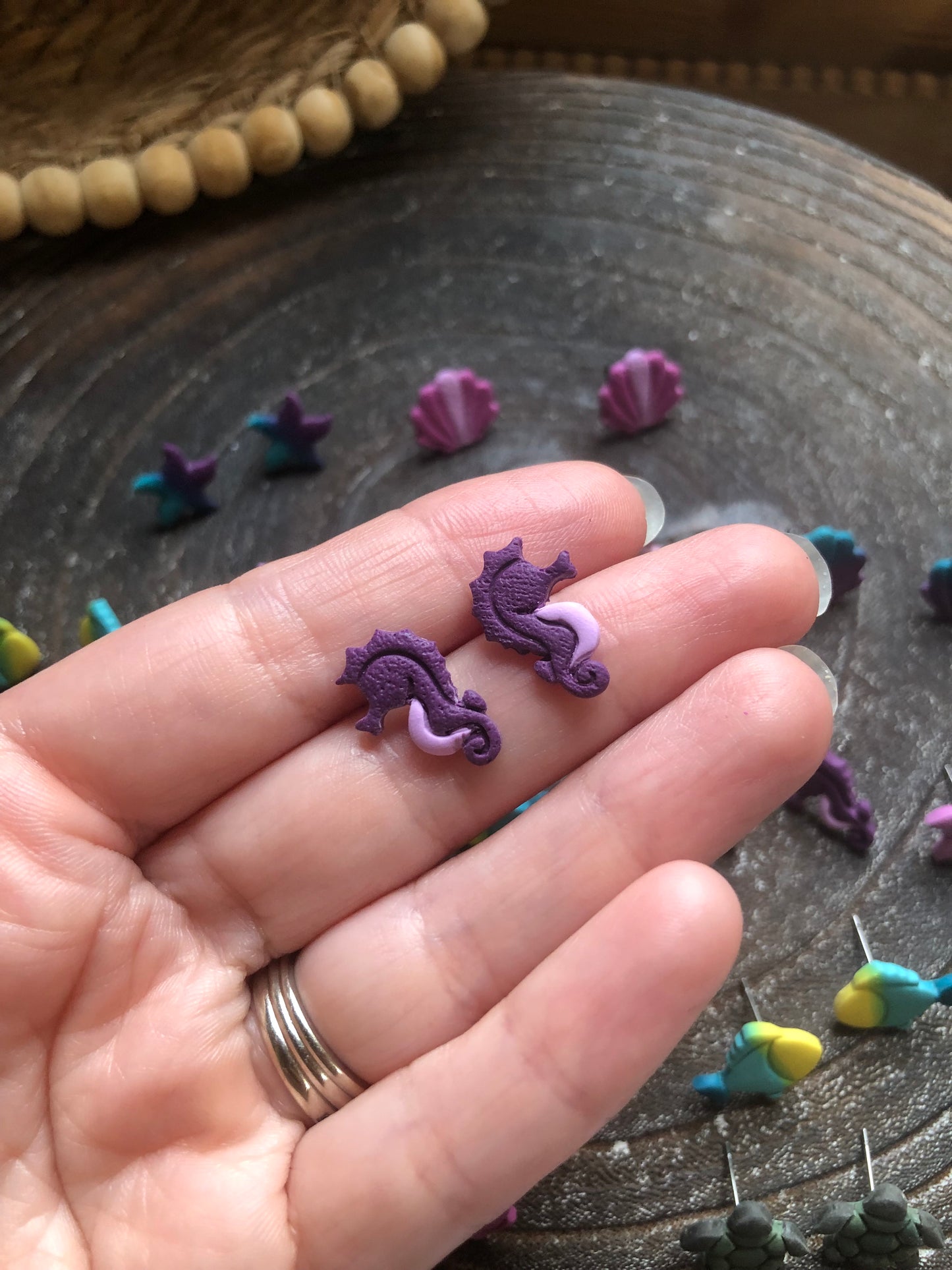 Ocean Collection, Polymer Clay Studs on Surgical Stainless Steel