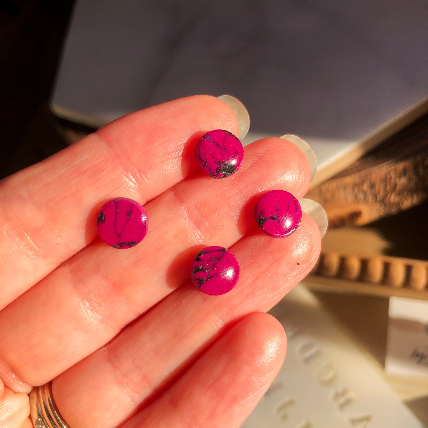 Spring 2025 Collection, Small Marbled Studs on Surgical Stainless Steel