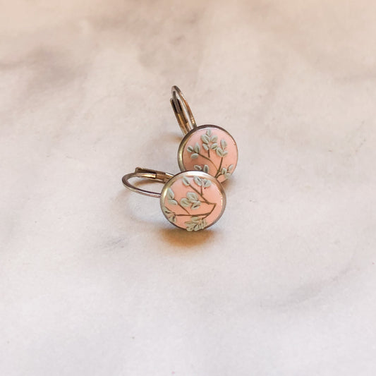 Spring 2025 Collection, Dainty Floral Dangles on Silver Huggies