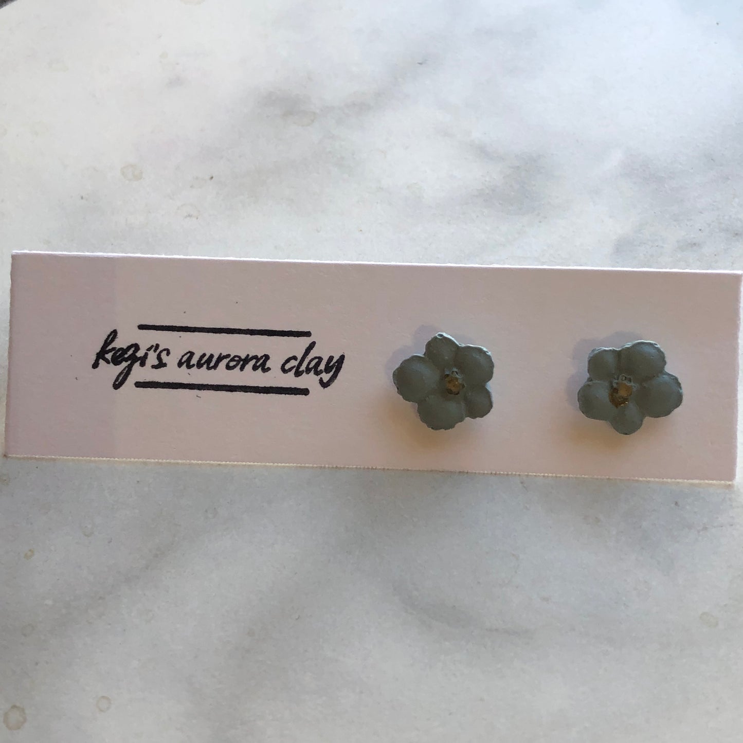 Blue Small Flower Studs, Polymer Clay