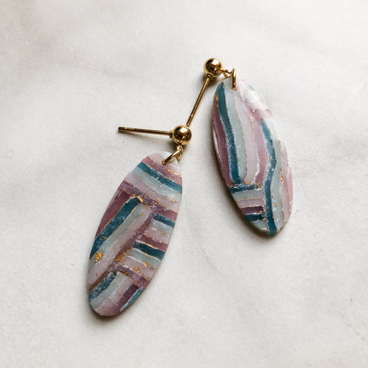 Any Season Collection, Small Polymer Clay Ovals on Gold Ball Posts
